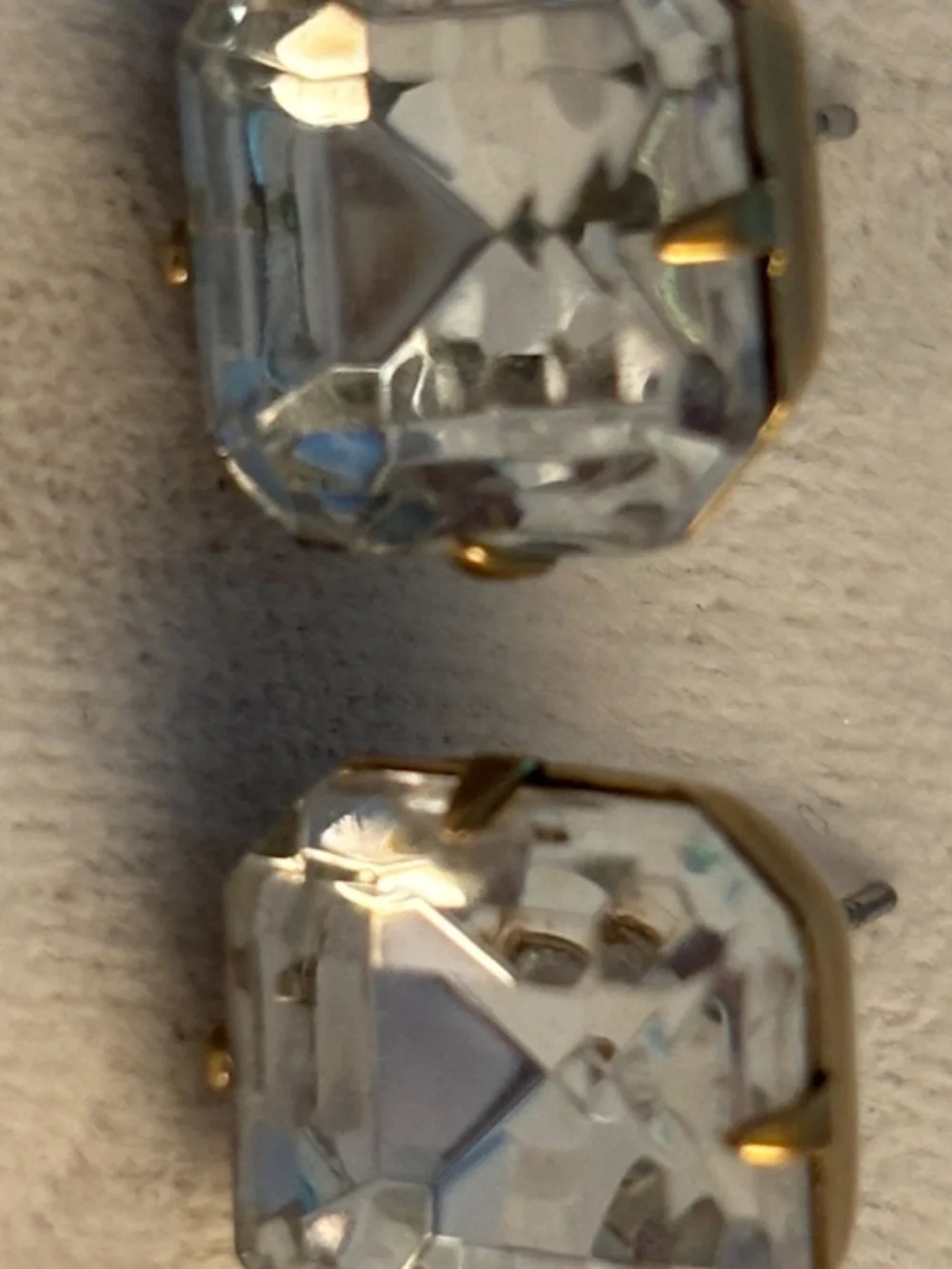 Kate Spade Clear Crystal Octagon Stud Earrings Gold Tone